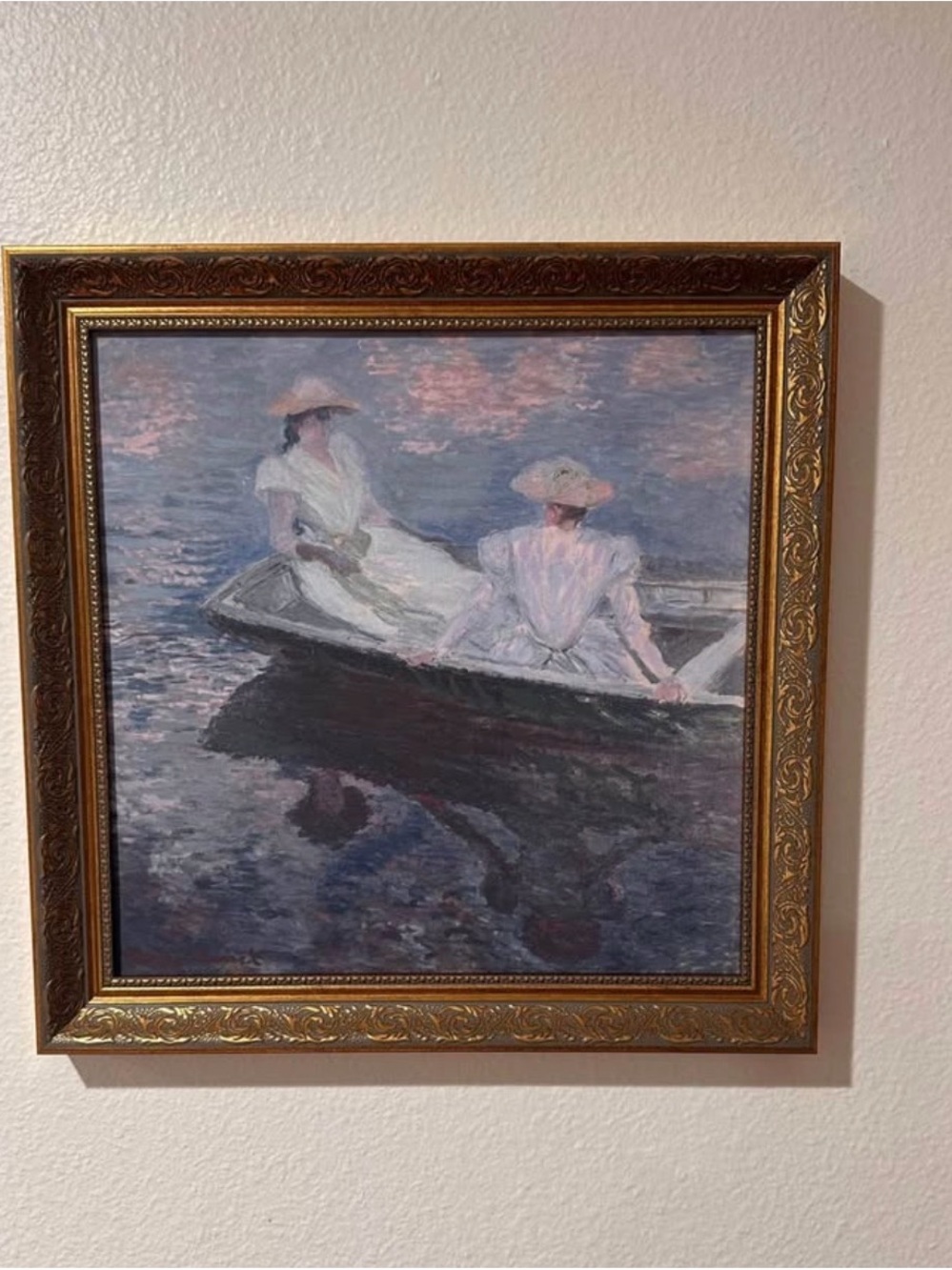 Claude Monet Impressionist masterpiece “ Young girls on a row boat” 15x15” - Picture 2 of 10